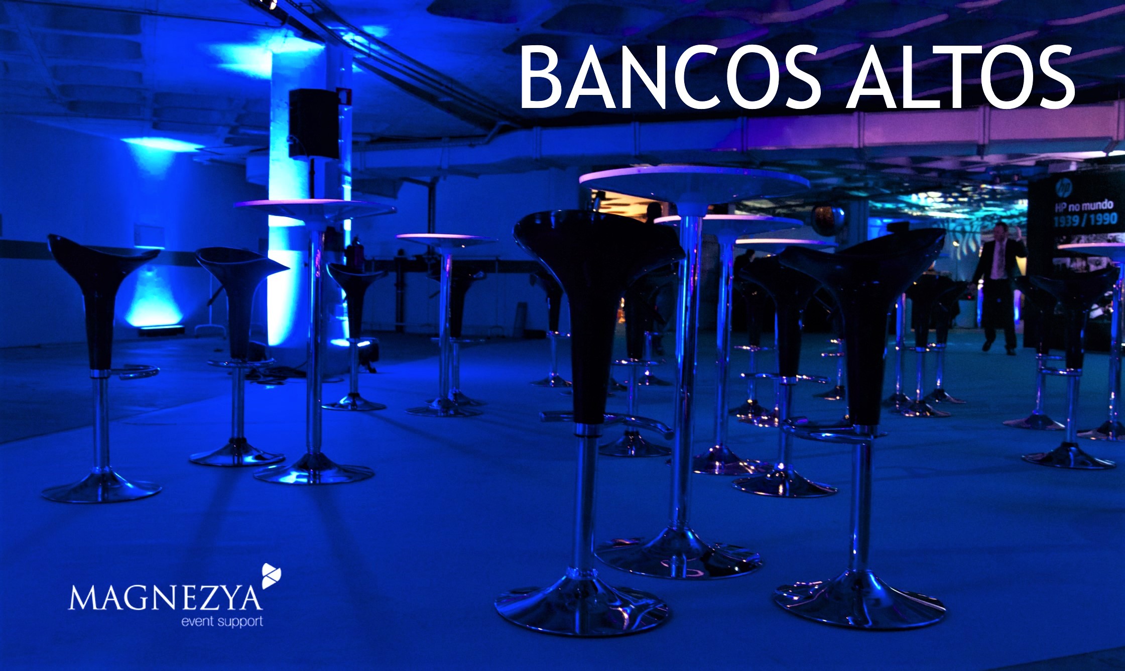 Aluguer Bancos Altos. Magnezya Event Support